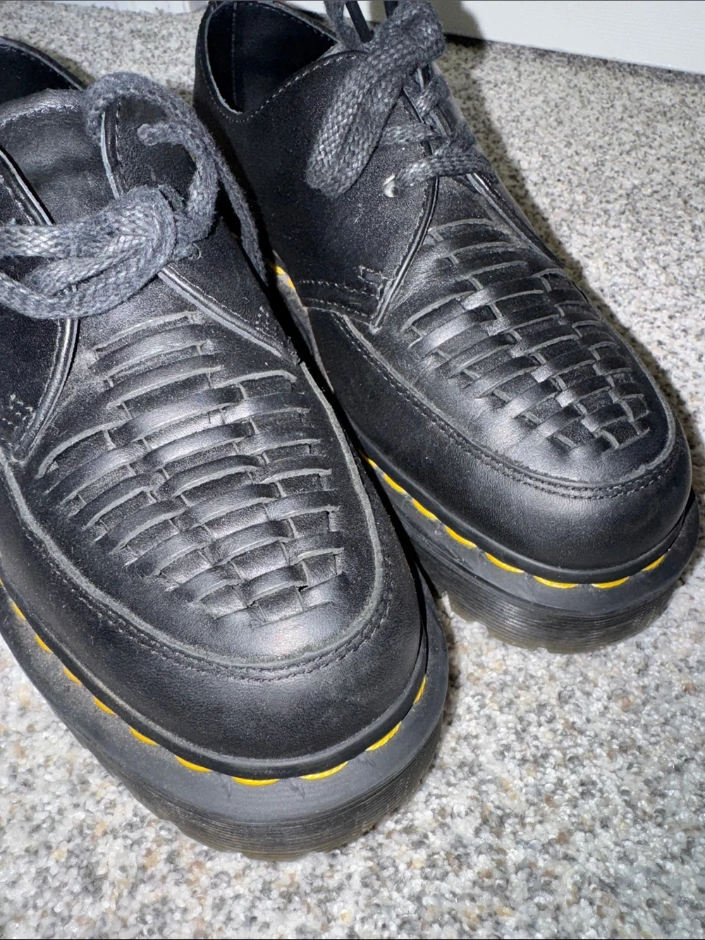 Dr. Martens Black Woven Lace-Up Platform Shoes